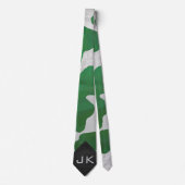 Cravate Monogramme vert et blanc de vache (Devant)