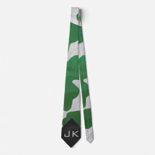 Cravate Monogramme vert et blanc de vache