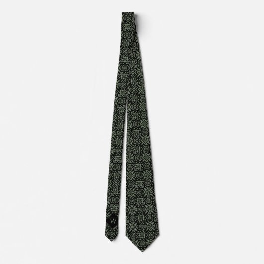 Cravate Monogramme vert et noir arabe (Dos)