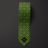 Cravate Monogramme vert et noir arabesque