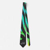 Cravate Monogramme Zebra noir et arc-en-ciel (Devant)