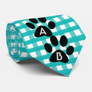 Cravate Monogrammed Green À damiers Motif Animaux de compa