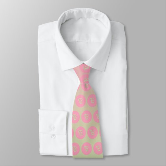 Cravate Monogrammes verts rose et pastel (Attaché)