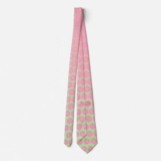 Cravate Monogrammes verts rose et pastel (Dos)