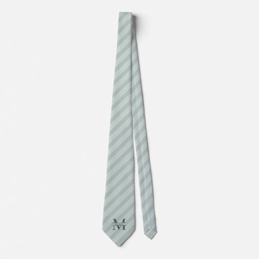 Cravate Monogran + Nom Sage Green Stripe (Devant)