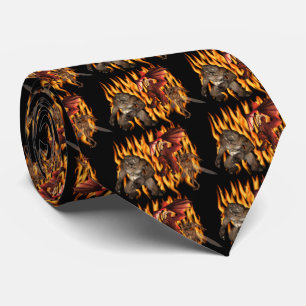Cravate Monster Demon Gremlin Flames Halloween