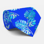 Cravate Monstera Brise Bleu Cobalt (Roulé)