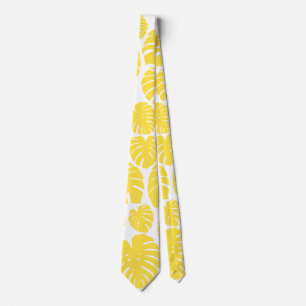 Cravate Monstera - Citron jaune et blanc