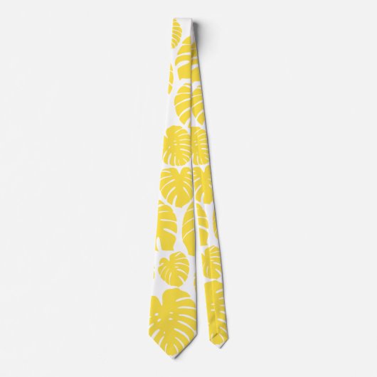 Cravate Monstera - Citron jaune et blanc (Devant)