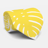 Cravate Monstera - Citron jaune et blanc (Roulé)