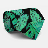 Cravate Monstera Deliciosa Green Tropical Leaf Motif (Roulé)