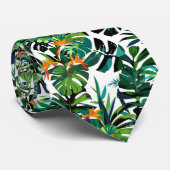 Cravate Monstera Oiseau-de-Paradis Tropical Sans Couture (Roulé)