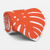 Cravate Monstera - Orange et blanc (Roulé)