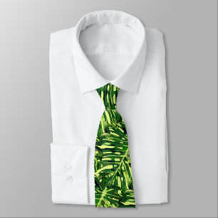 Cravate Monstera Tropical Feuilles - Plage Exotique Paradi