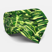 Cravate Monstera Tropical Feuilles - Plage Exotique Paradi (Roulé)
