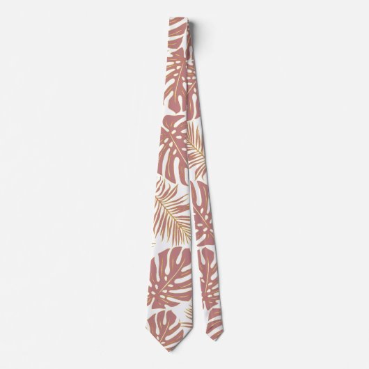 Cravate Monstère tropicale et palmier rose poussiéreux  (Devant)