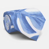 Cravate Monstère tropicale feuilles de palmier bleu (Roulé)