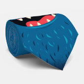 Cravate Monstre bleu flou - Drôle de personnage de dessin  (Roulé)