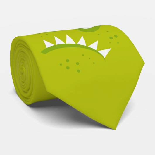 Cravate Monstre vert effrayant drôle fâché grincheux (Roulé)
