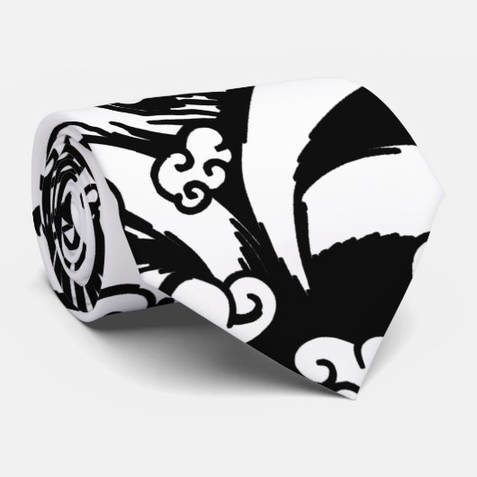 Cravate Monstres mignons et poupées vaudou en noir et blan (Roulé)