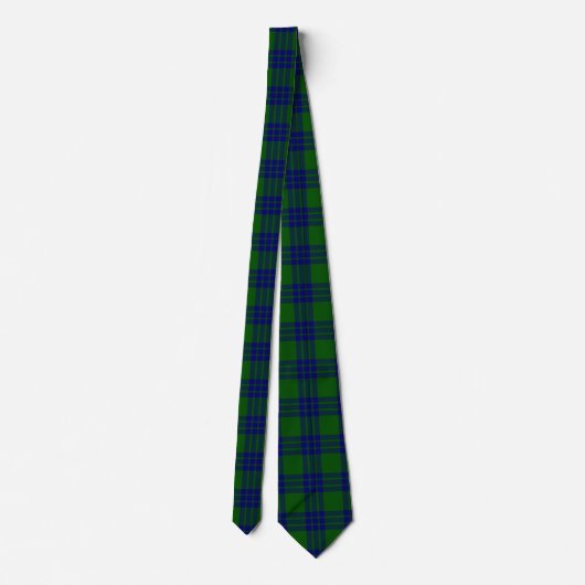 Cravate Montgomery écossais vert bleu plaid (Dos)