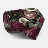 Cravate Moody Floral Pattern with Dahlias and Calla Lilies (Roulé)
