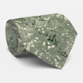 Cravate Moody Sage Green Fleur sauvage Mariage personnalis (Roulé)