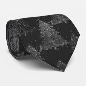 Cravate Moody Tree Motif | Noël noir argenté Onyx (Roulé)