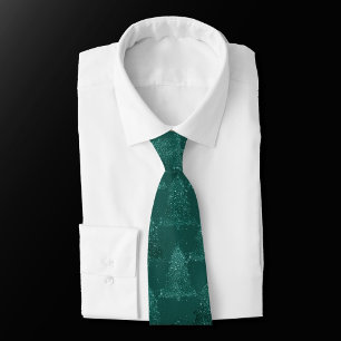 Cravate Moody Tree Motif   Noël Turquoise de minuit foncé