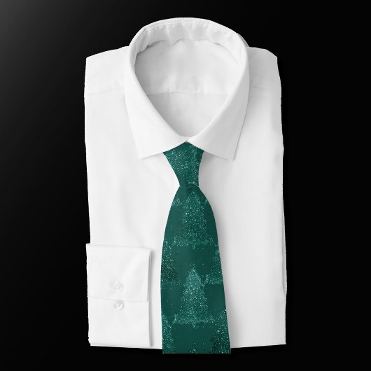 Cravate Moody Tree Motif | Noël Turquoise de minuit foncé