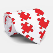 CRAVATE MORCEAU DE PUZZLE ROUGE (Roulé)