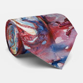 Cravate MORGANA LE FAY ET DRAGON, Imaginaire bleu rose (Roulé)