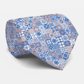 Cravate Moroccan tile bleu (Roulé)