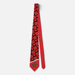 Cravate Morocco Flag and Heart Pattern Moroccan Pride