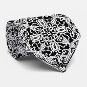 Cravate Mosaic Marocain Carreaux Motif en noir et blanc (Roulé)