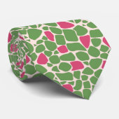 Cravate Mosaic small abstract pattern tiles green raspberr (Roulé)