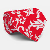 Cravate Mosaïque ％ 020ً feuilles rouges blancs, motif flor (Roulé)