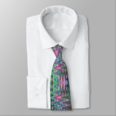 Cravate Mosaïque Abstraite rose et vert Wavy Retro (Attaché)