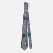 Cravate Mosaïque Abstraite rose et vert Wavy Retro (Devant)