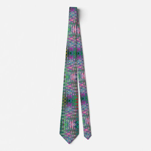 Cravate Mosaïque Abstraite rose et vert Wavy Retro (Devant)