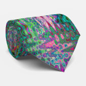 Cravate Mosaïque Abstraite rose et vert Wavy Retro (Roulé)