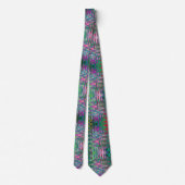 Cravate Mosaïque Abstraite rose et vert Wavy Retro (Dos)
