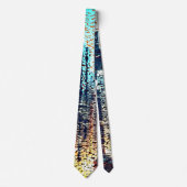 Cravate Mosaïque bleue de grande ville construite (Devant)