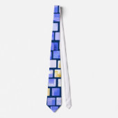 Cravate Mosaïque bleue or blanc (Devant)