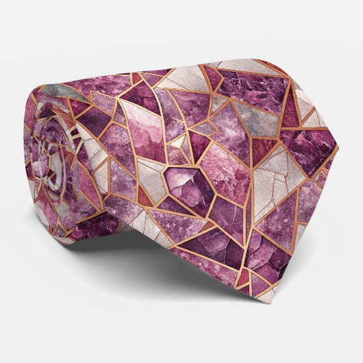 Cravate Mosaïque d'améthyste – Verre fissuré - Violet (Roulé)