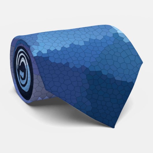 Cravate Mosaïque en bleu et rose (Roulé)