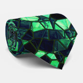 Cravate Mosaïque verte noire avec couleur partiellement en (Roulé)