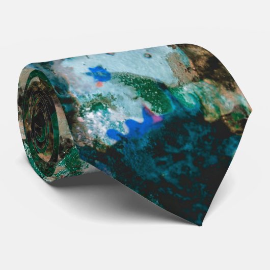 Cravate Moss Agate Green Crystal Geode Abstract (Roulé)