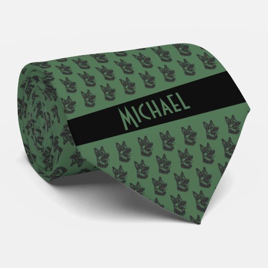 Cravate Moss Green German Shepherd (Roulé)