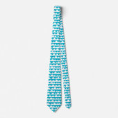 Cravate Motif 020815 - Blanc sur Aqua Blue 00b2ca (Devant)
